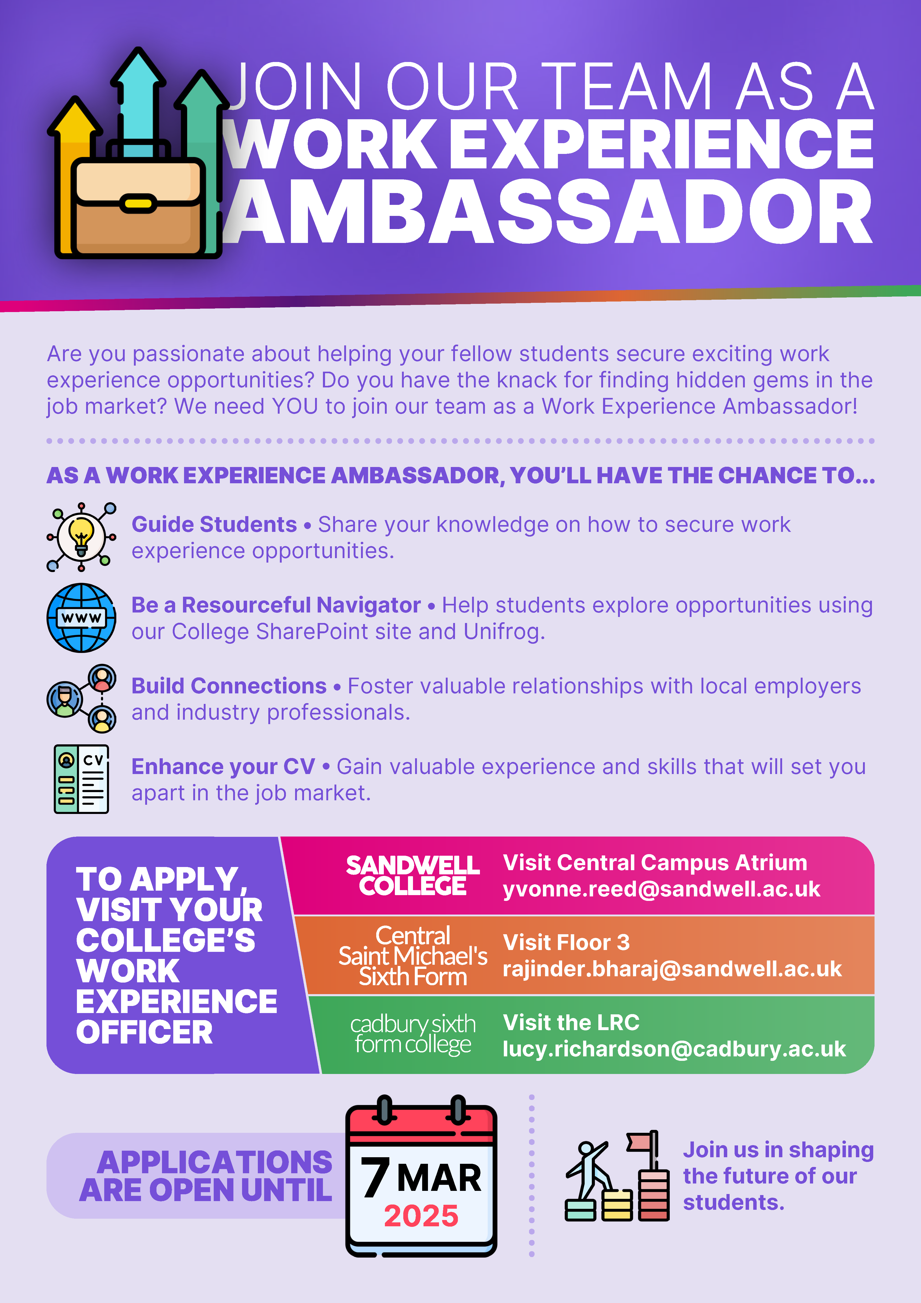 Join our team as a Work Experience Ambassador!