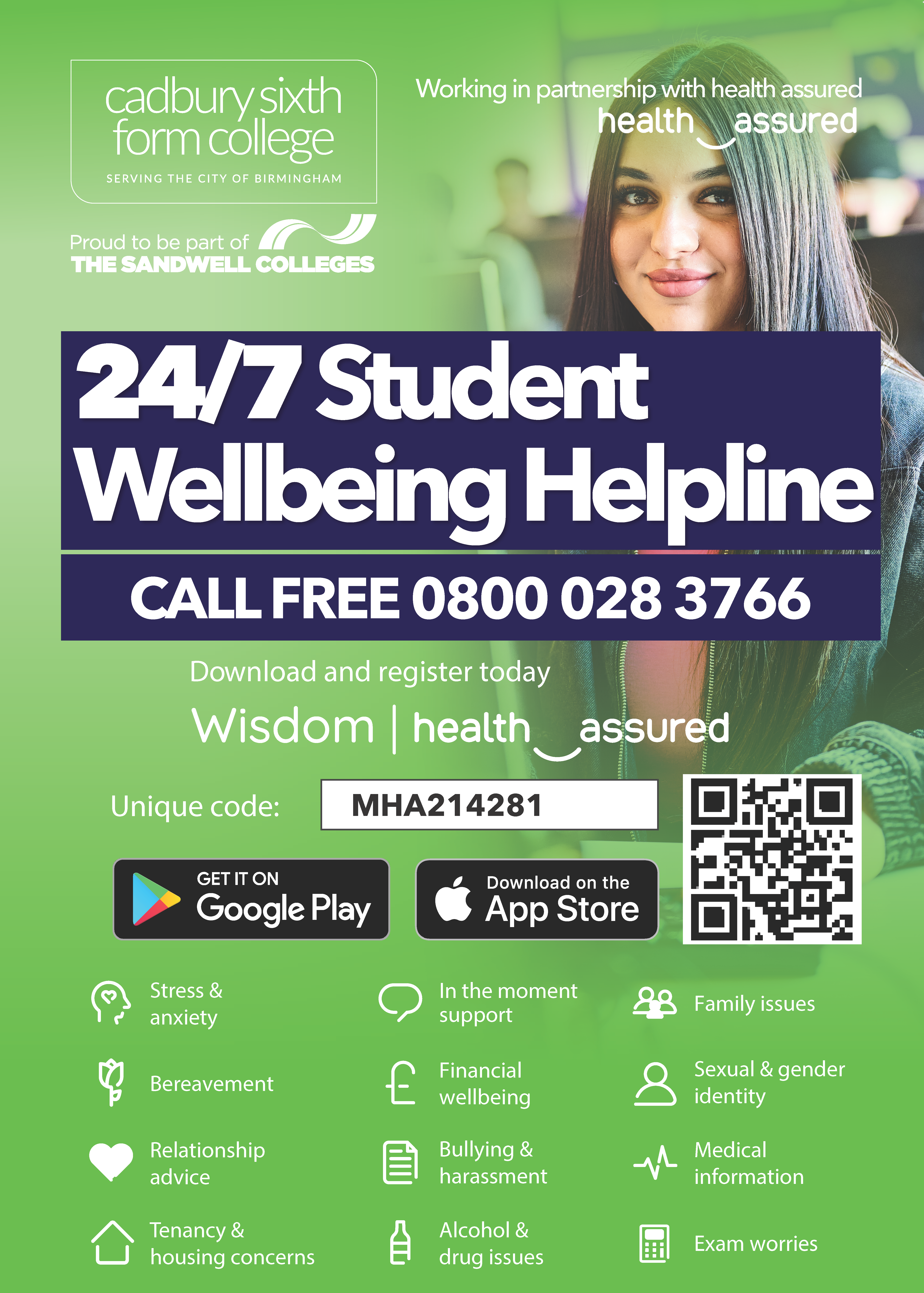 24/7 Student Wellbeing Hotline